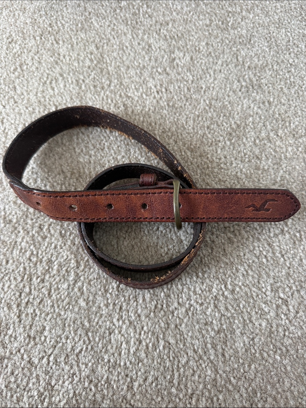 Hollister Brown Leather women’s Belt with Brushed Brass Buckle